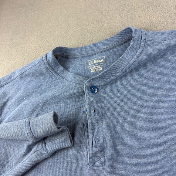 L.L. Bean Other - LL Bean Henley Shirt Men's 2XL Blue Traditional Fit Waffle Knit Long Sleeve